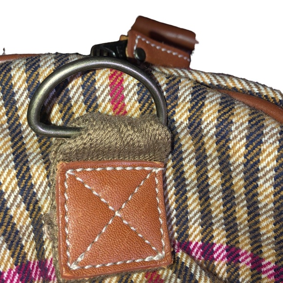 Vintage Perry Ellis Brown Plaid Carry On Weekender Travel Duffel Bag - Picture 8 of 17